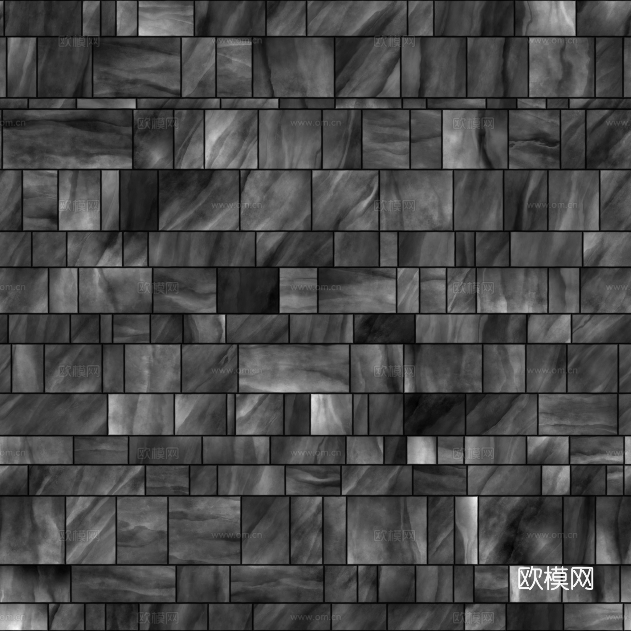 无缝黑白拼色瓷砖地砖 PBR材质贴图 2k