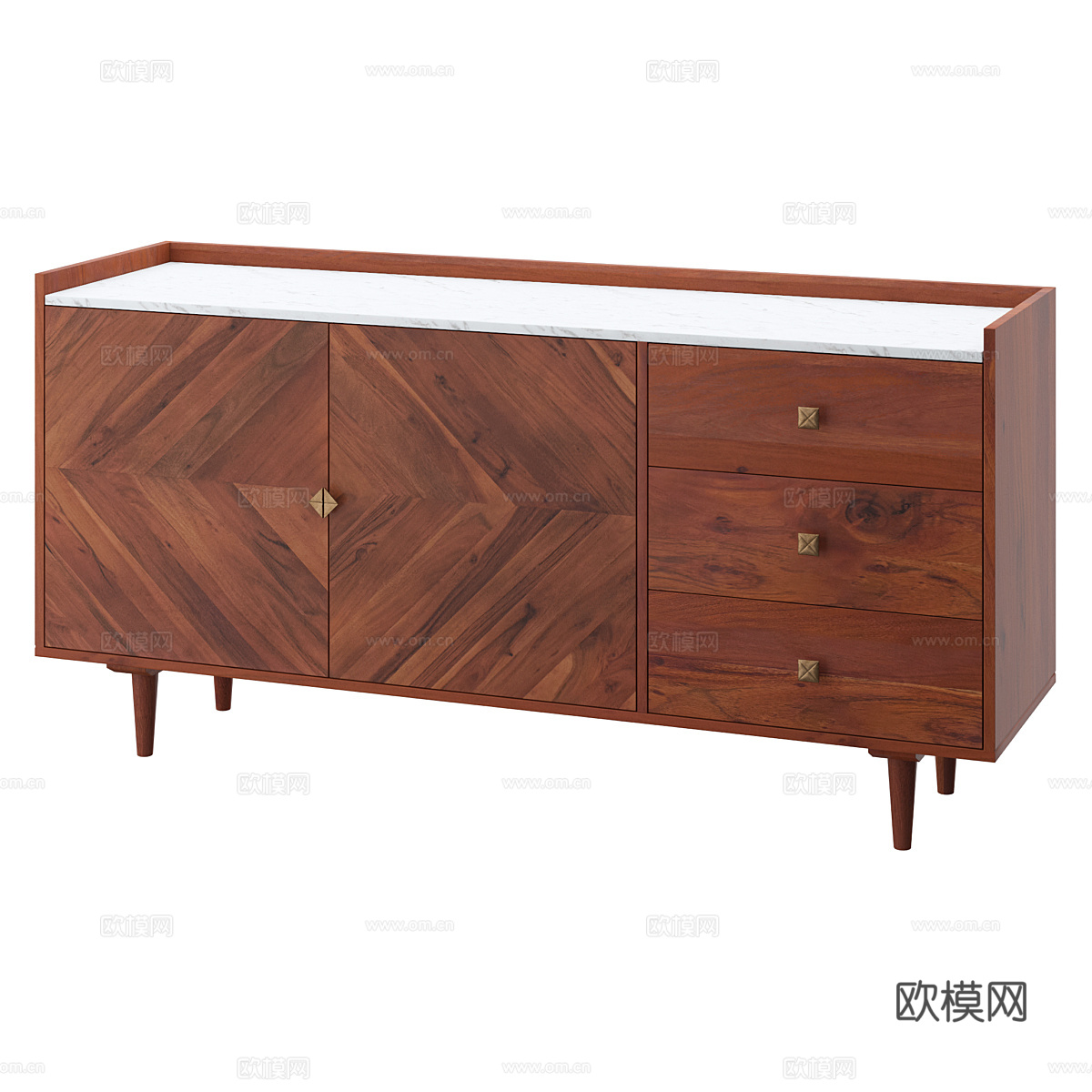 北欧简约边柜 装饰柜 木质柜子 装饰柜3d模型下载