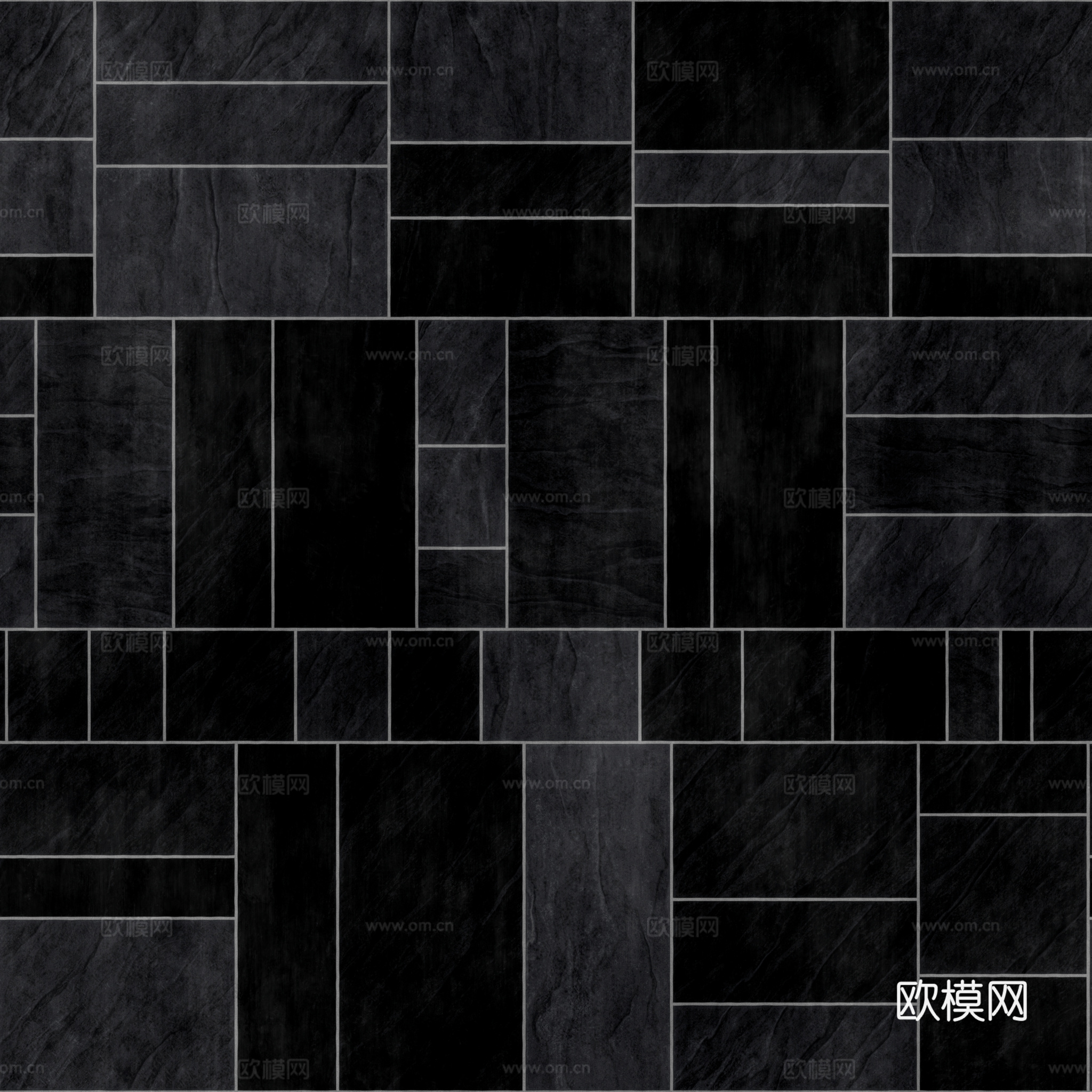 无缝黑色瓷砖地砖 PBR材质贴图 2k