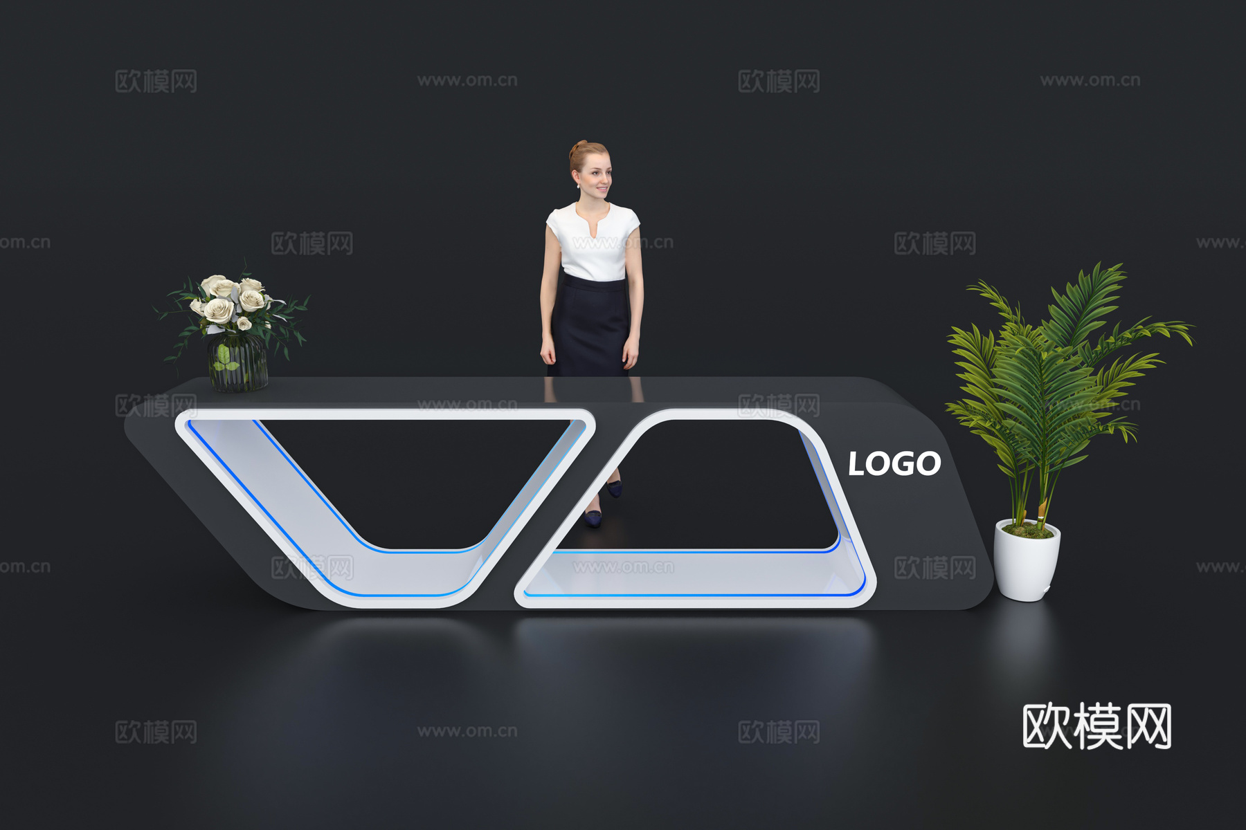 现代接待台 展览展会展台接待台 前台 吧台 柜台 桌台3d模型