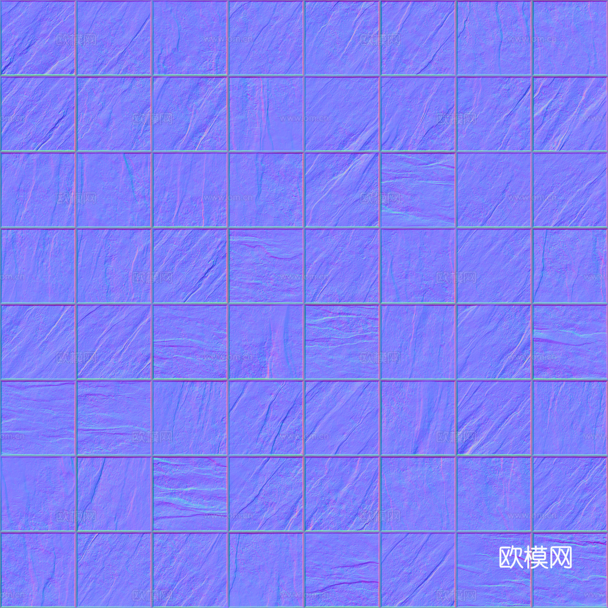 无缝黑色仿古砖地砖 PBR材质贴图 2k