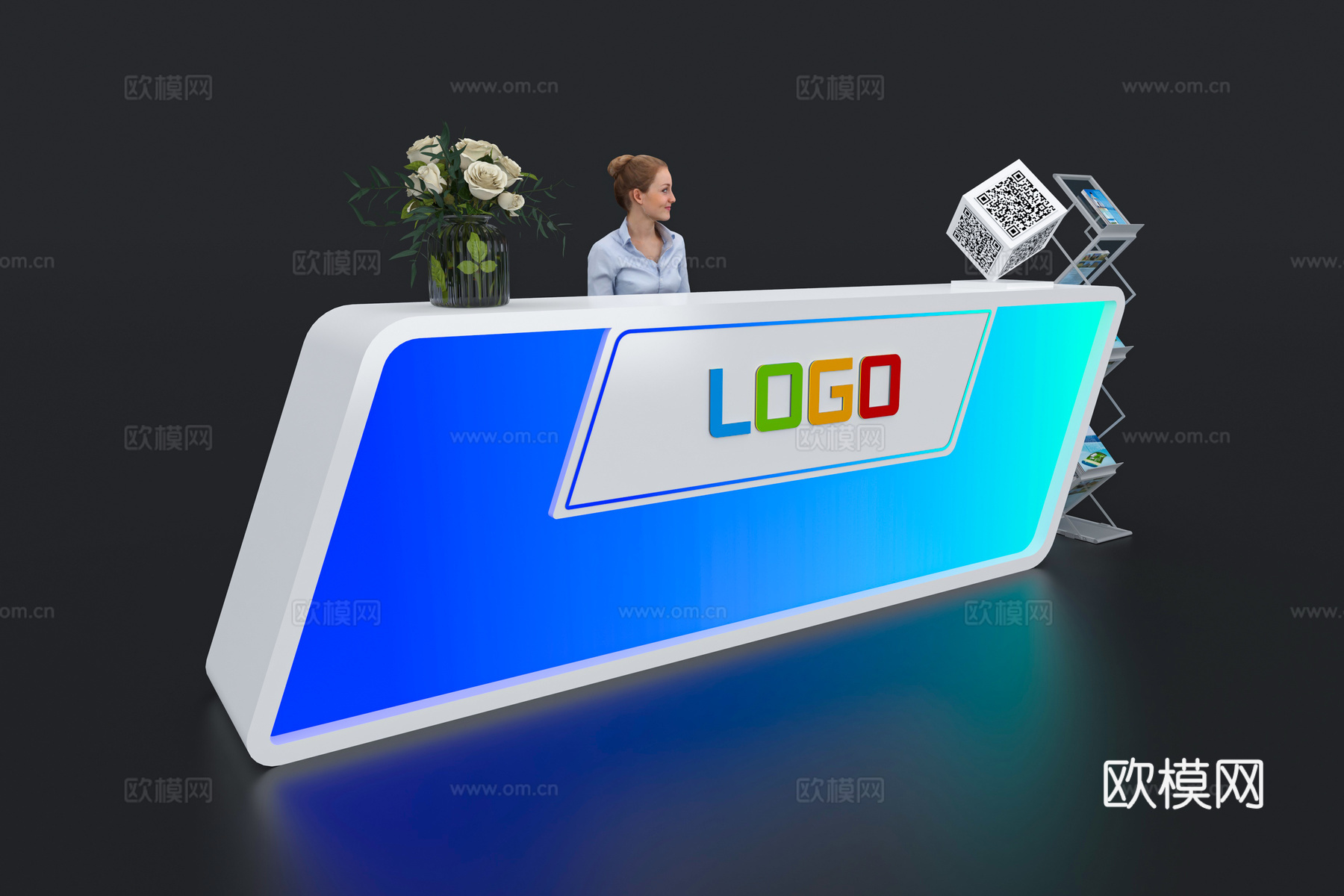 现代接待台 展览展会展台接待台 前台 吧台 柜台 桌台3d模型