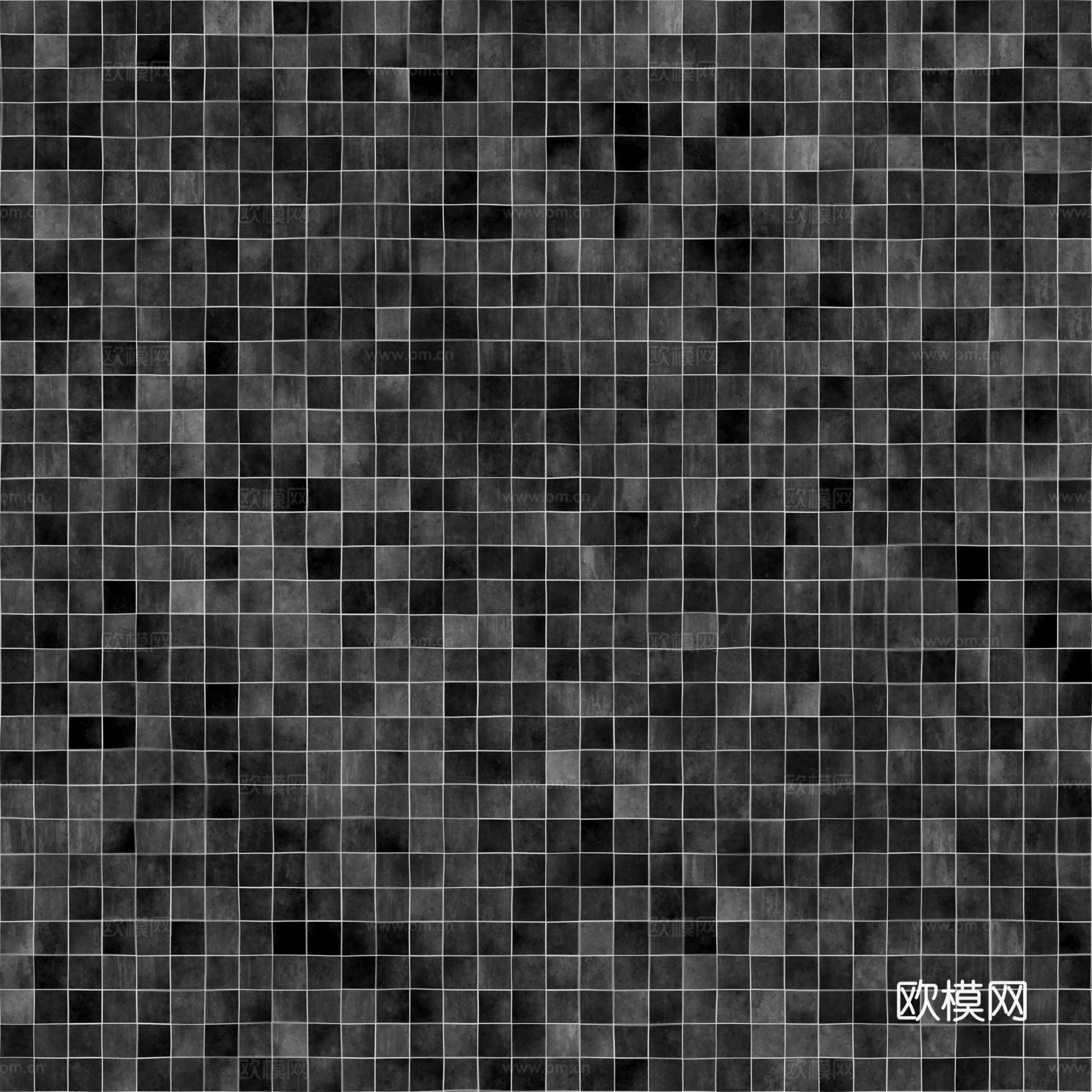 无缝墨绿马赛克瓷砖 PBR材质贴图 2k