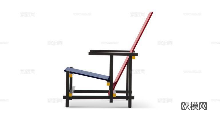 Cassina 中古风扶手躺椅3d模型下载（渲染图2）