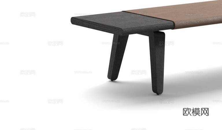 Cassina 中古风床尾凳3d模型下载（渲染图3）