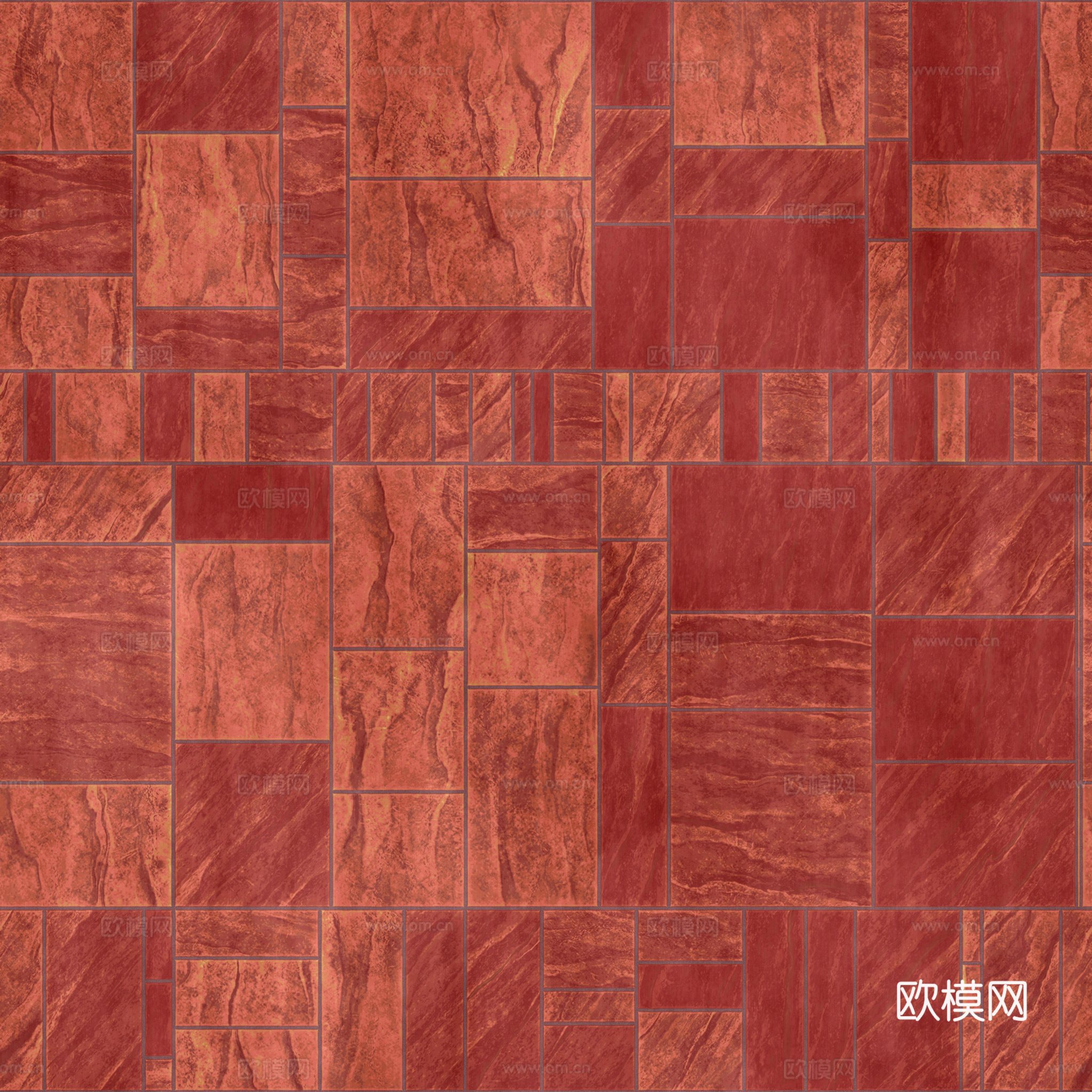 无缝红色瓷砖地砖 PBR材质贴图 2k