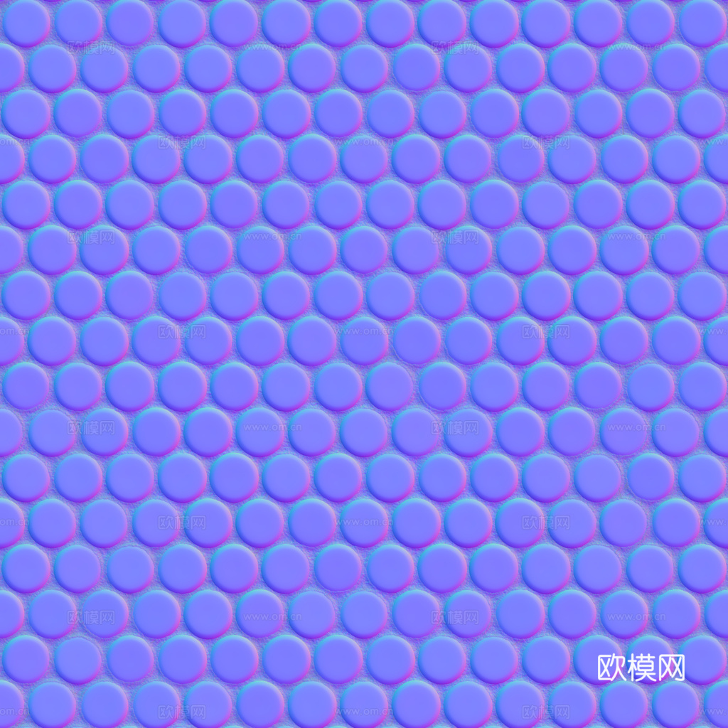 无缝拼色圆形马赛克瓷砖墙砖 PBR材质贴图 1k