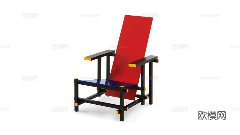 Cassina 中古风扶手躺椅3d模型下载（渲染图1）