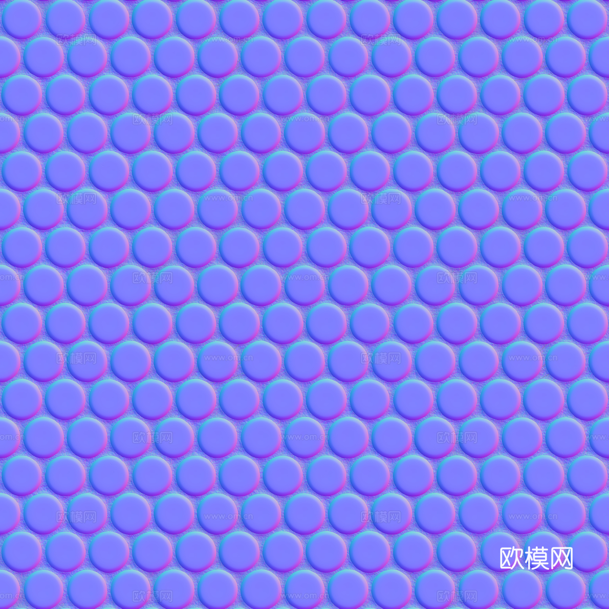 无缝拼色圆形马赛克瓷砖墙砖 PBR材质贴图 2k