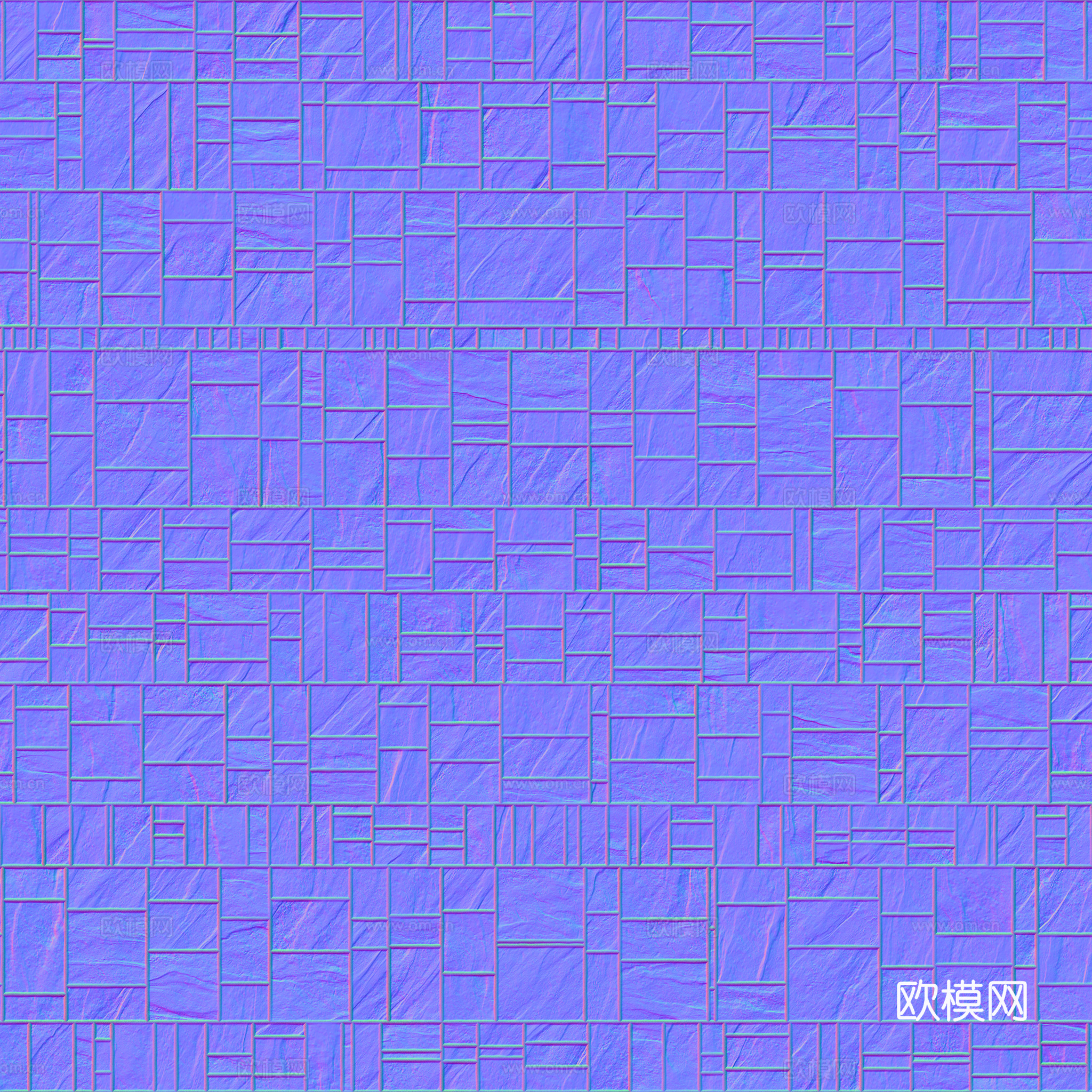 无缝拼色瓷砖地砖 PBR材质贴图 2k