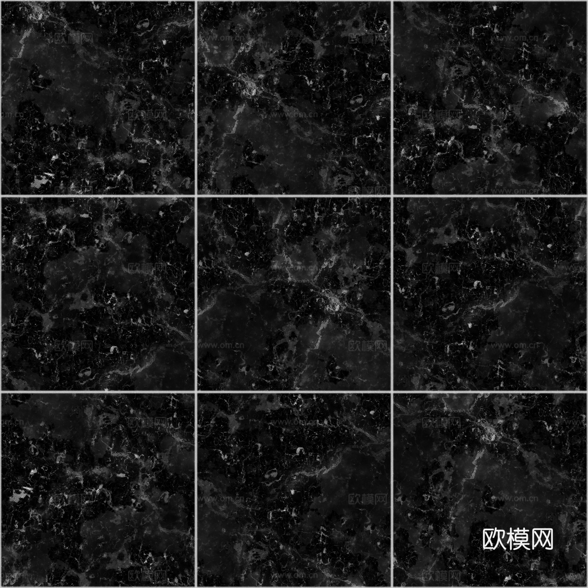 欧式 简欧 法式 无缝黑白拼花瓷砖地砖 PBR材质贴图 2k