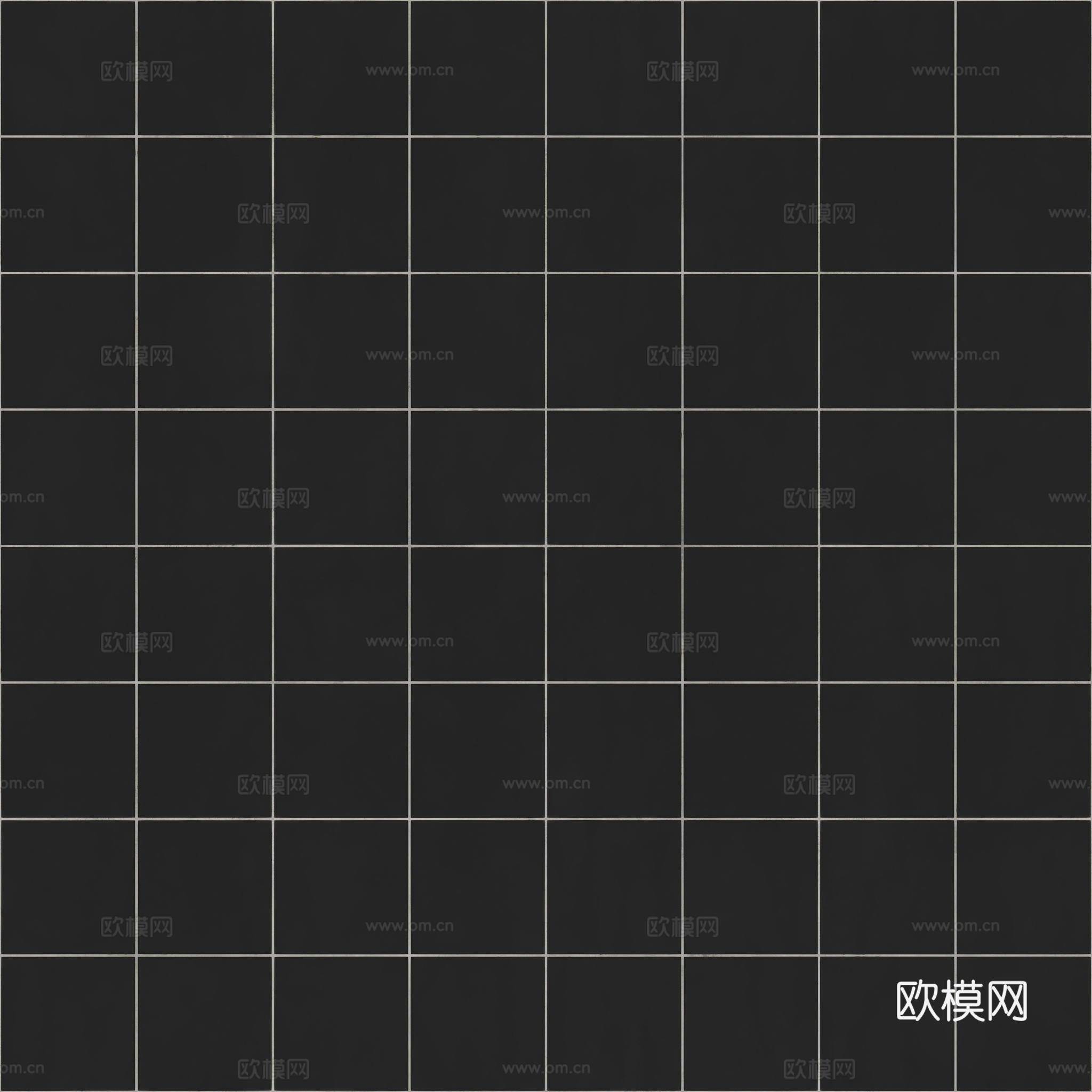 无缝纯黑方砖马赛克瓷砖墙砖 PBR材质贴图 2k