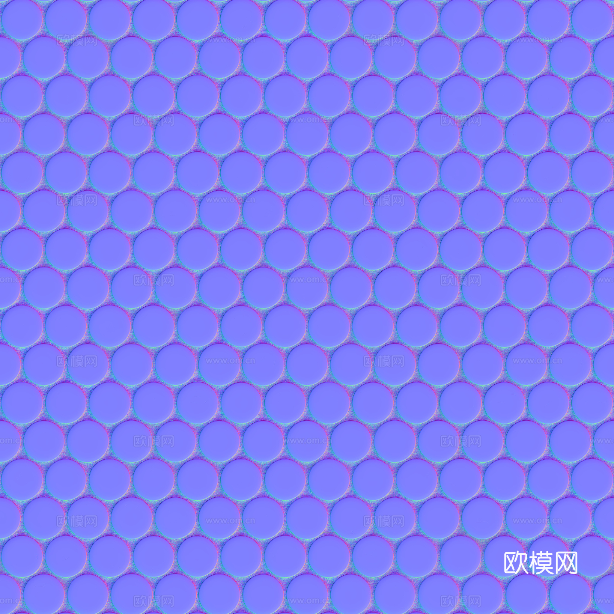 无缝拼色圆形马赛克瓷砖墙砖 PBR材质贴图 2k