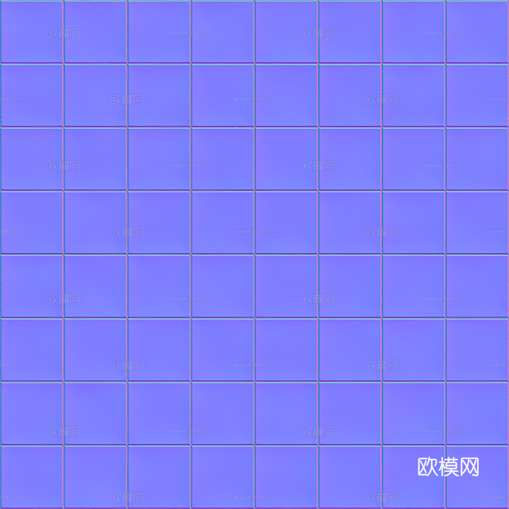 无缝纯白小白砖方砖马赛克瓷砖墙砖 PBR材质贴图 1k