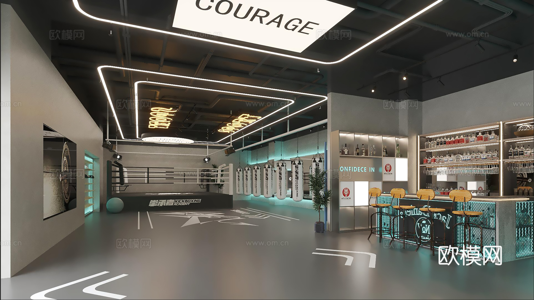 拳击俱乐部3d模型下载（渲染图2）