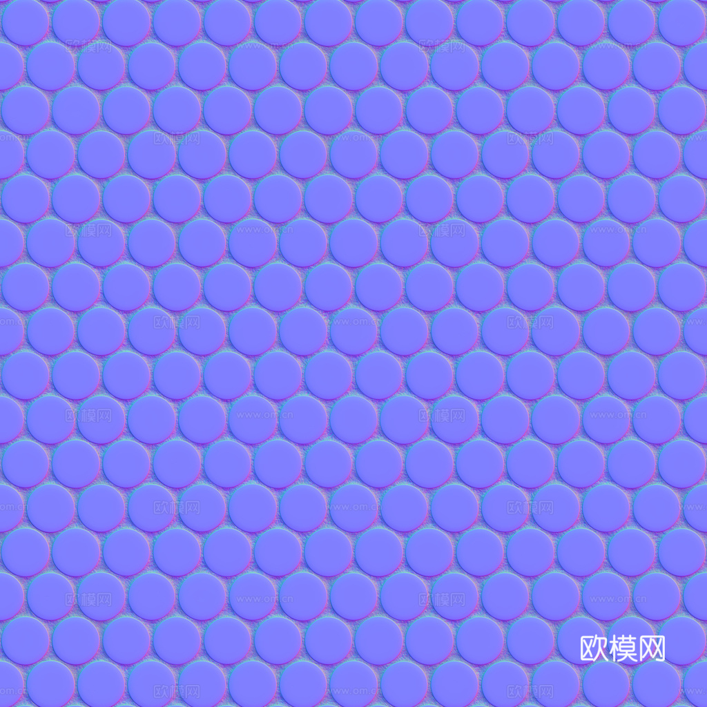 无缝拼色圆形马赛克瓷砖墙砖 PBR材质贴图 1k