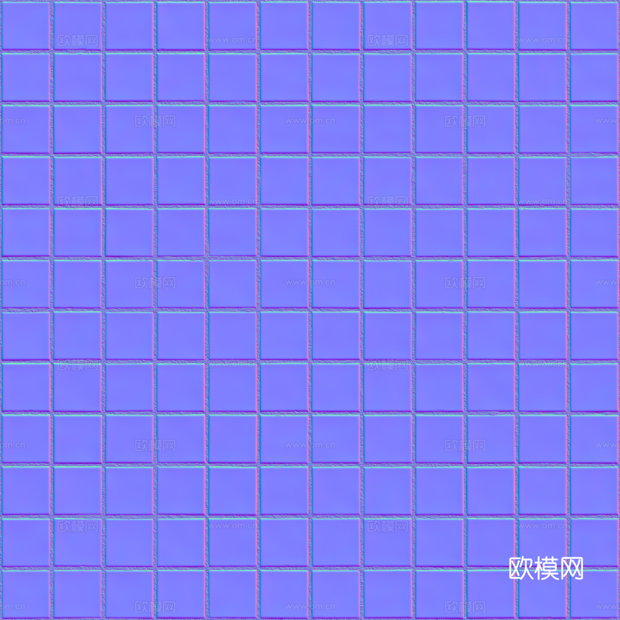 无缝天蓝色马赛克瓷砖墙砖 PBR材质贴图 2k