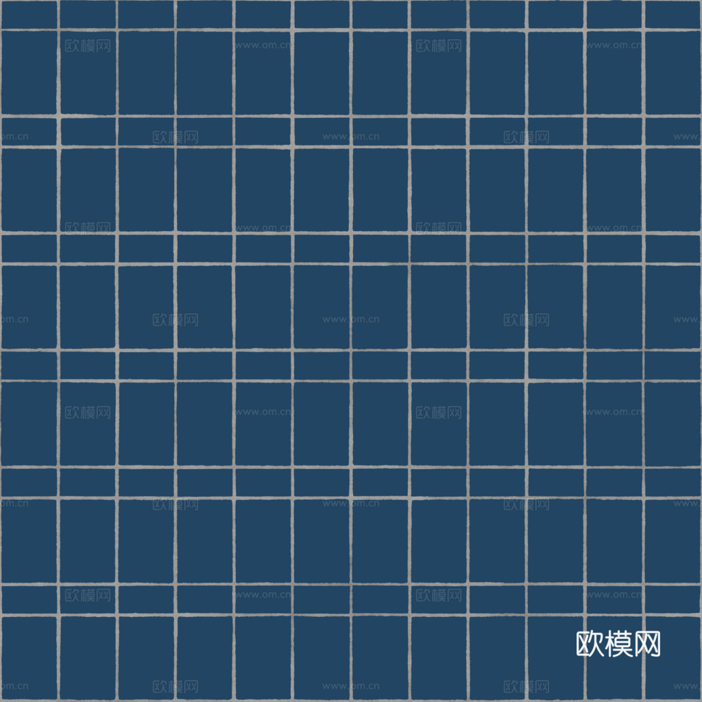 无缝蓝色拼花瓷砖马赛克瓷砖墙砖 PBR材质贴图 1k