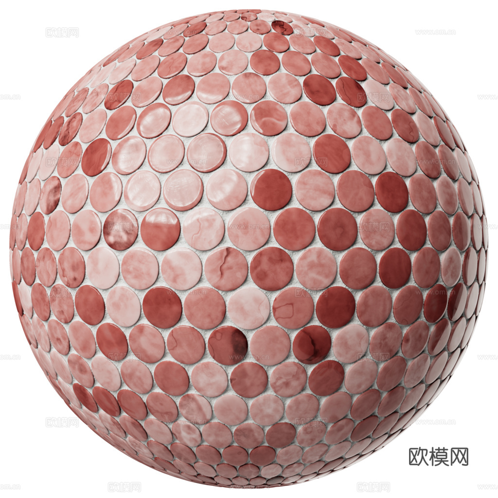 无缝拼色圆形马赛克瓷砖墙砖 PBR材质贴图 1k
