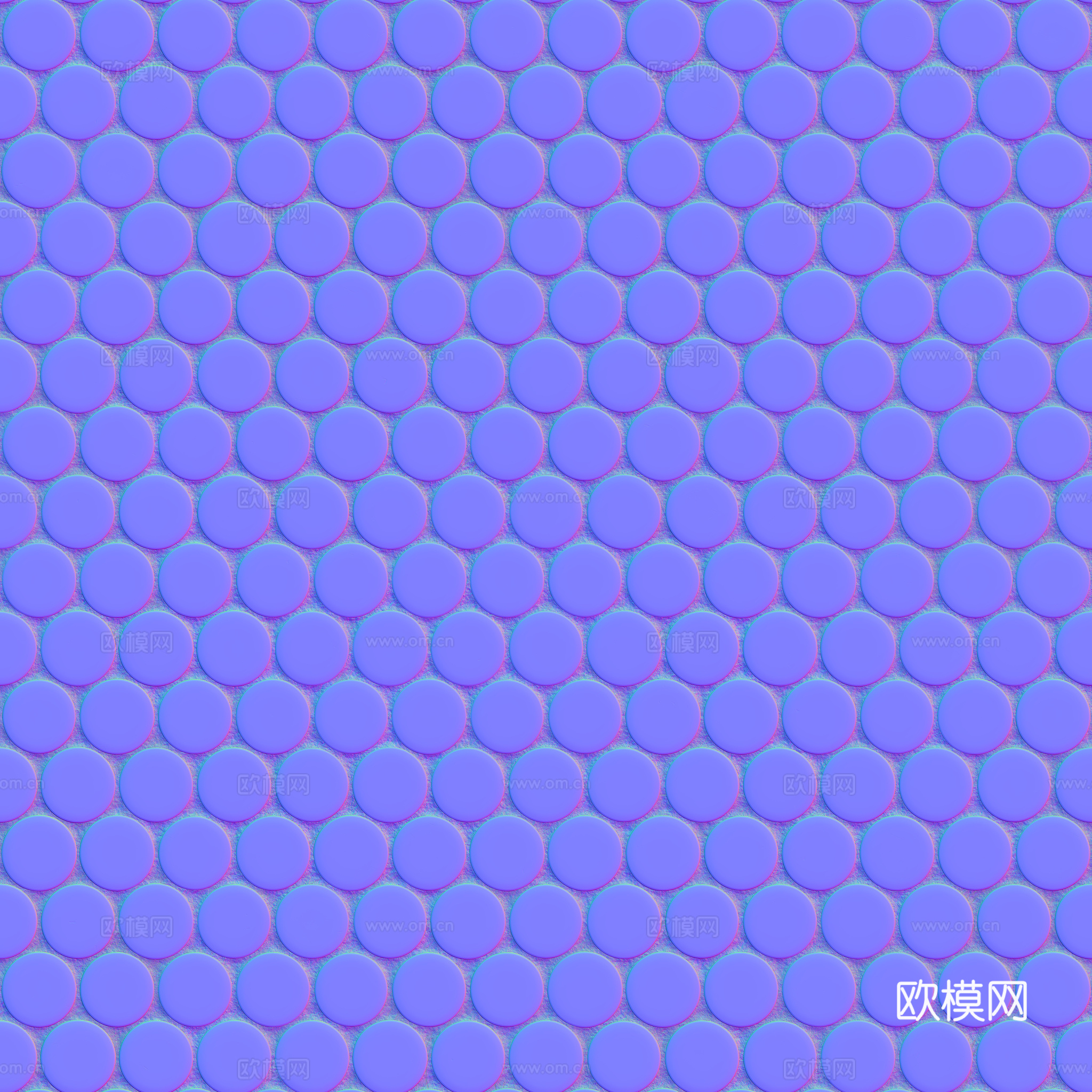 无缝拼色圆形马赛克瓷砖墙砖 PBR材质贴图 2k
