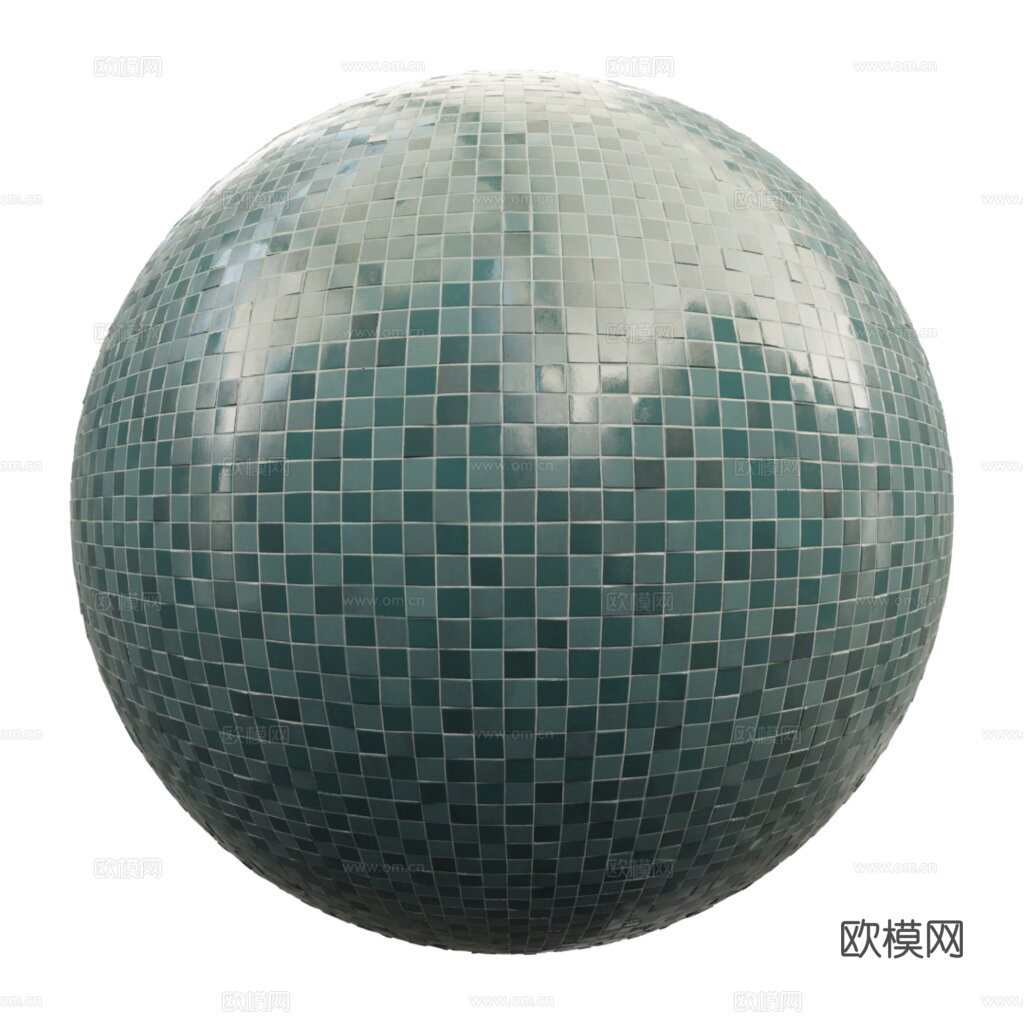 无缝墨绿马赛克瓷砖 PBR材质贴图 2k