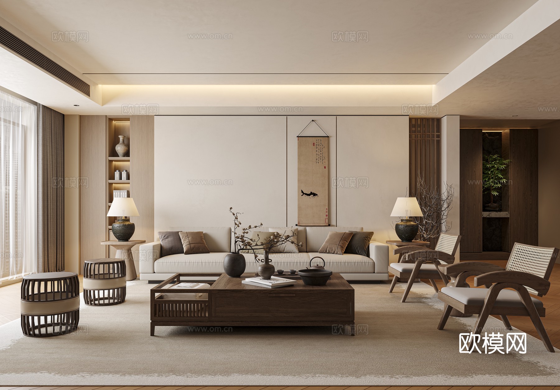 宋式客厅3d模型下载