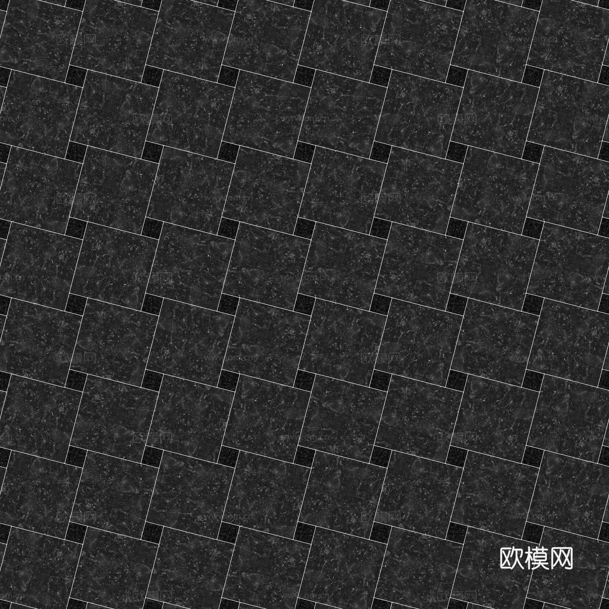 欧式 简欧 法式 无缝黑白拼花瓷砖地砖 PBR材质贴图 2k