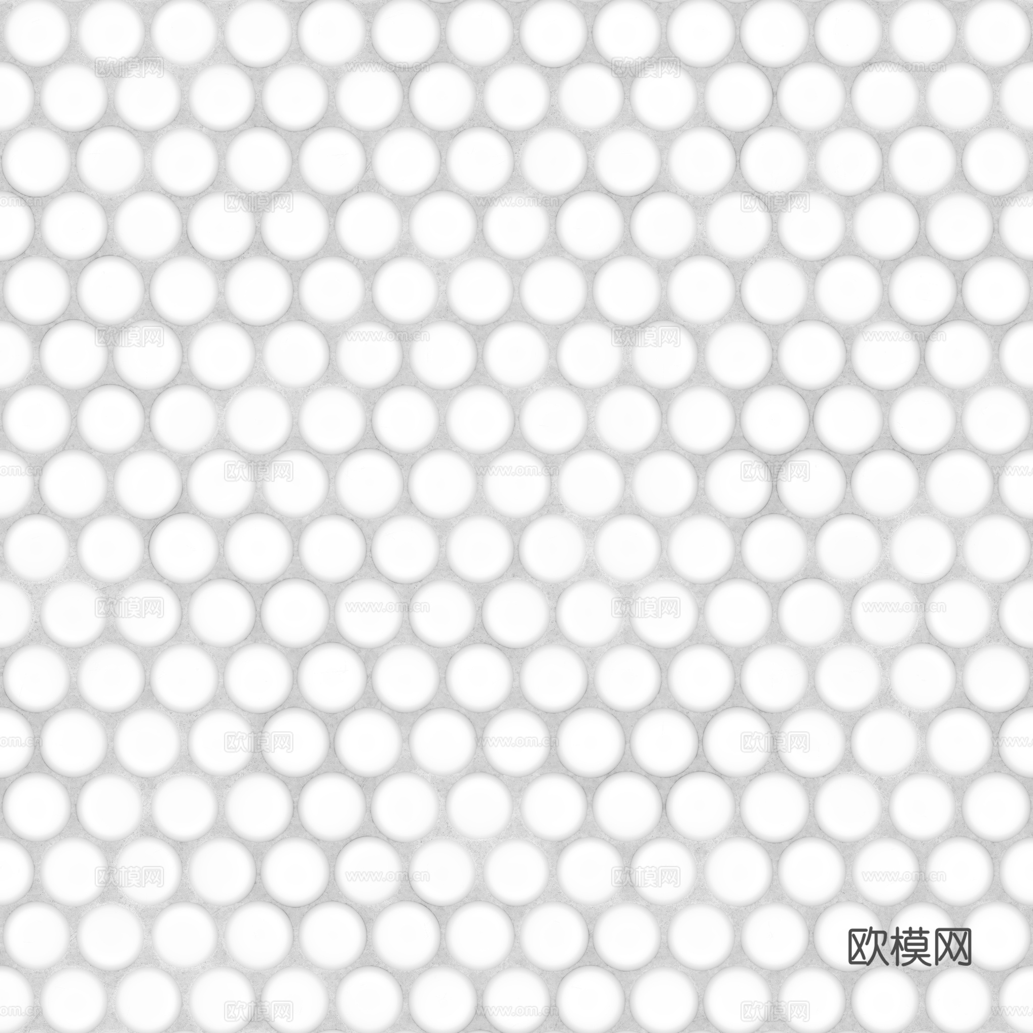 无缝拼色圆形马赛克瓷砖墙砖 PBR材质贴图 2k