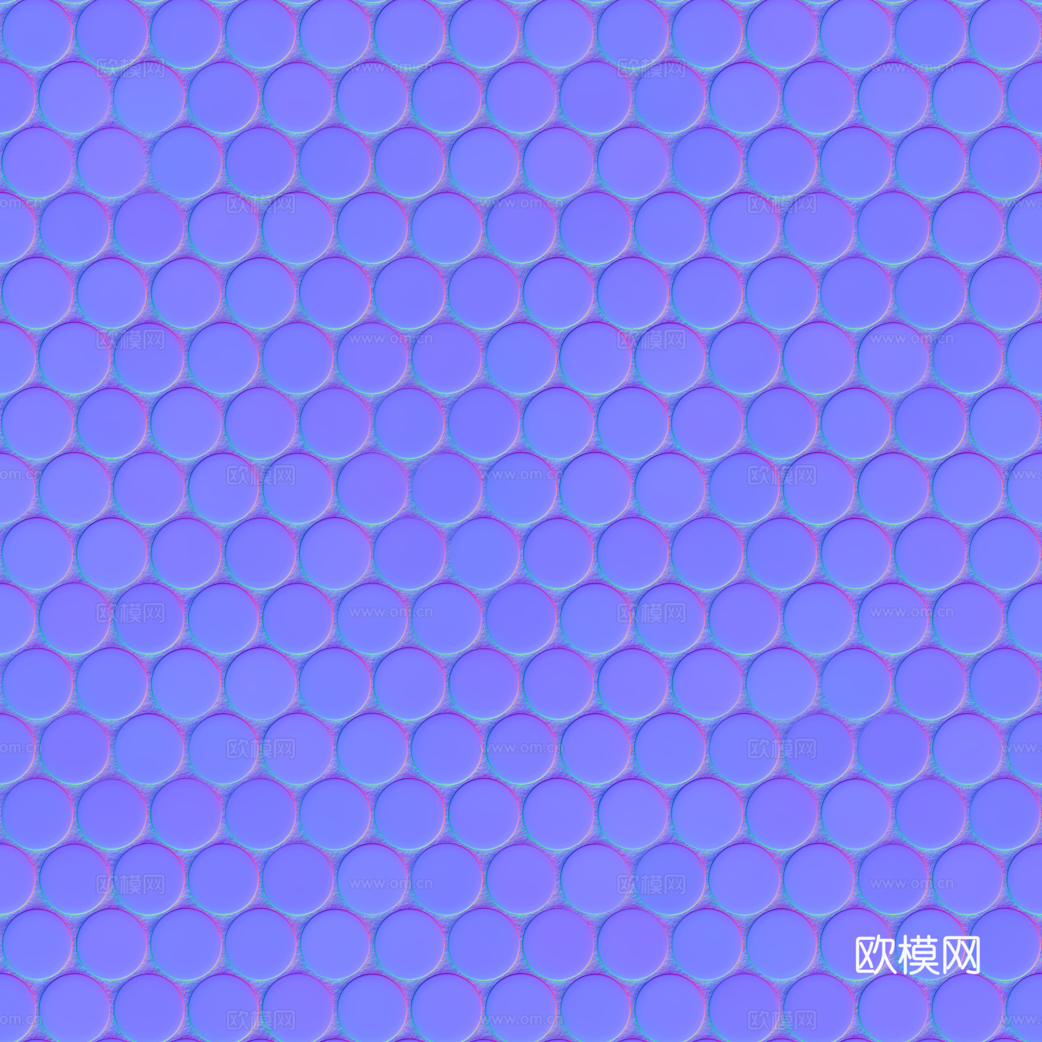 无缝拼色圆形马赛克瓷砖墙砖 PBR材质贴图 2k