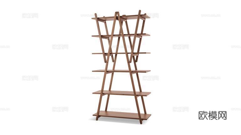 Cassina 原木风书架3d模型下载