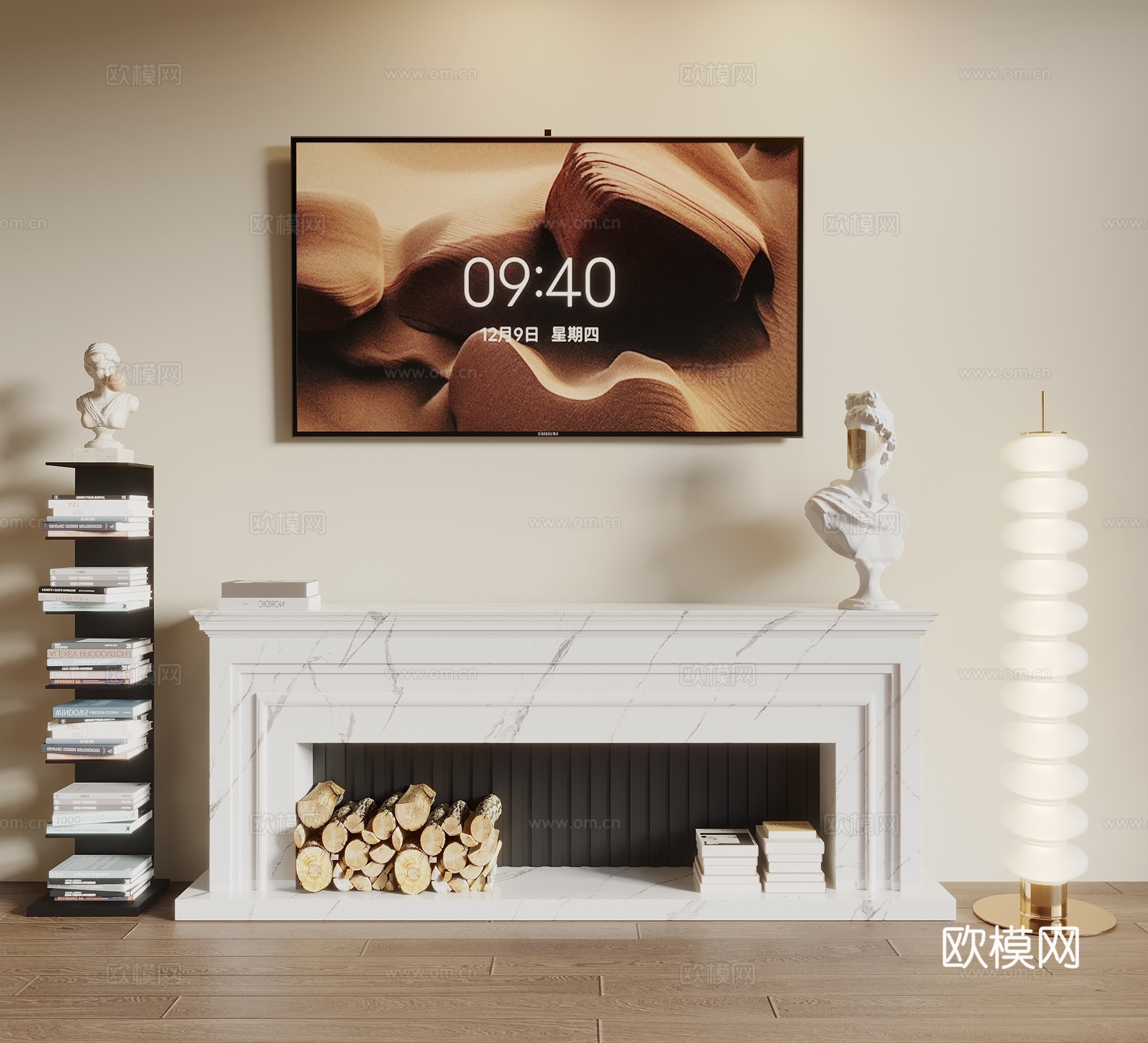 法式简欧壁炉 火炉 装饰壁炉 落地灯 电视3d模型