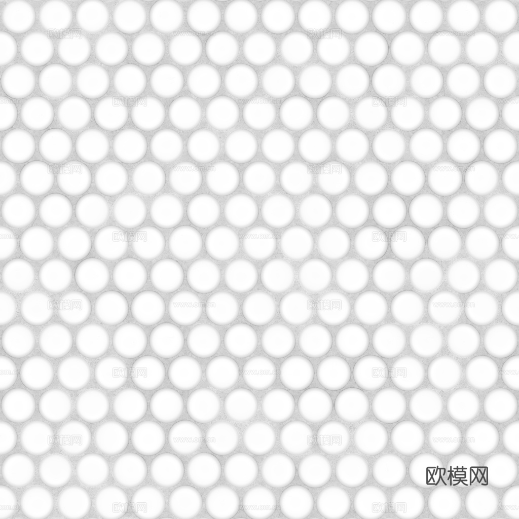 无缝拼色圆形马赛克瓷砖墙砖 PBR材质贴图 1k