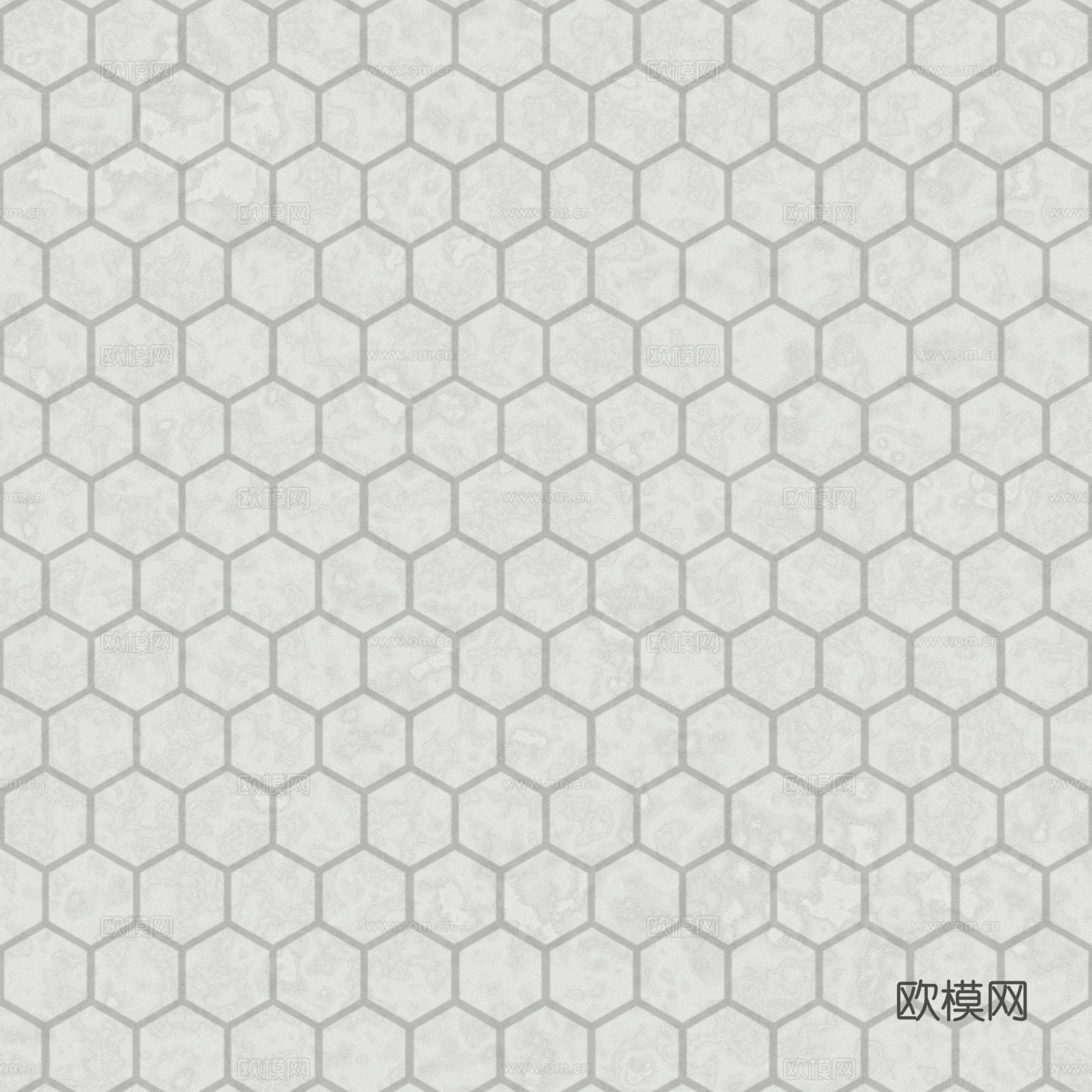 无缝灰色六角瓷砖马赛克瓷砖 PBR材质贴图 2k