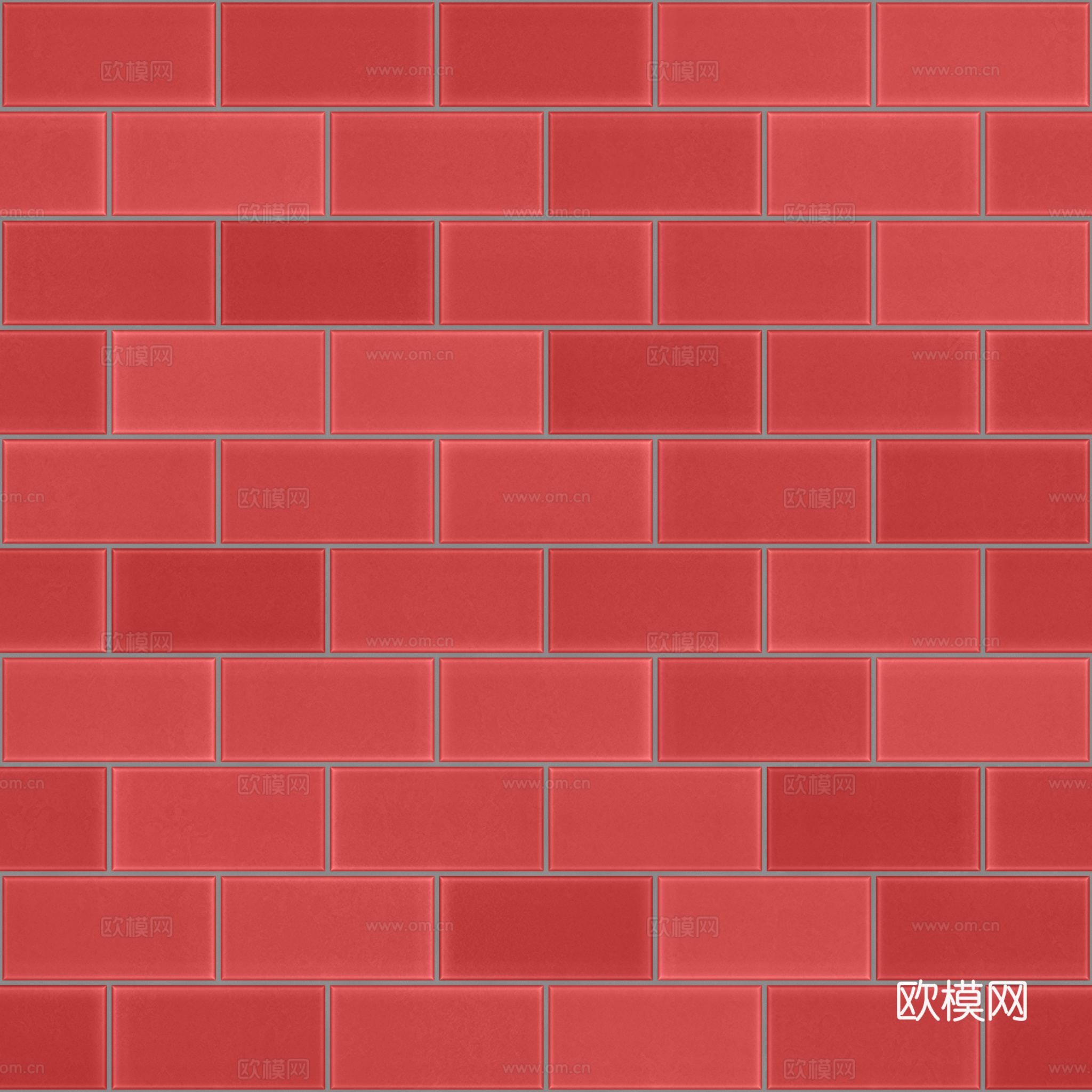 无缝红色瓷砖墙砖仿古砖 PBR材质贴图 2k