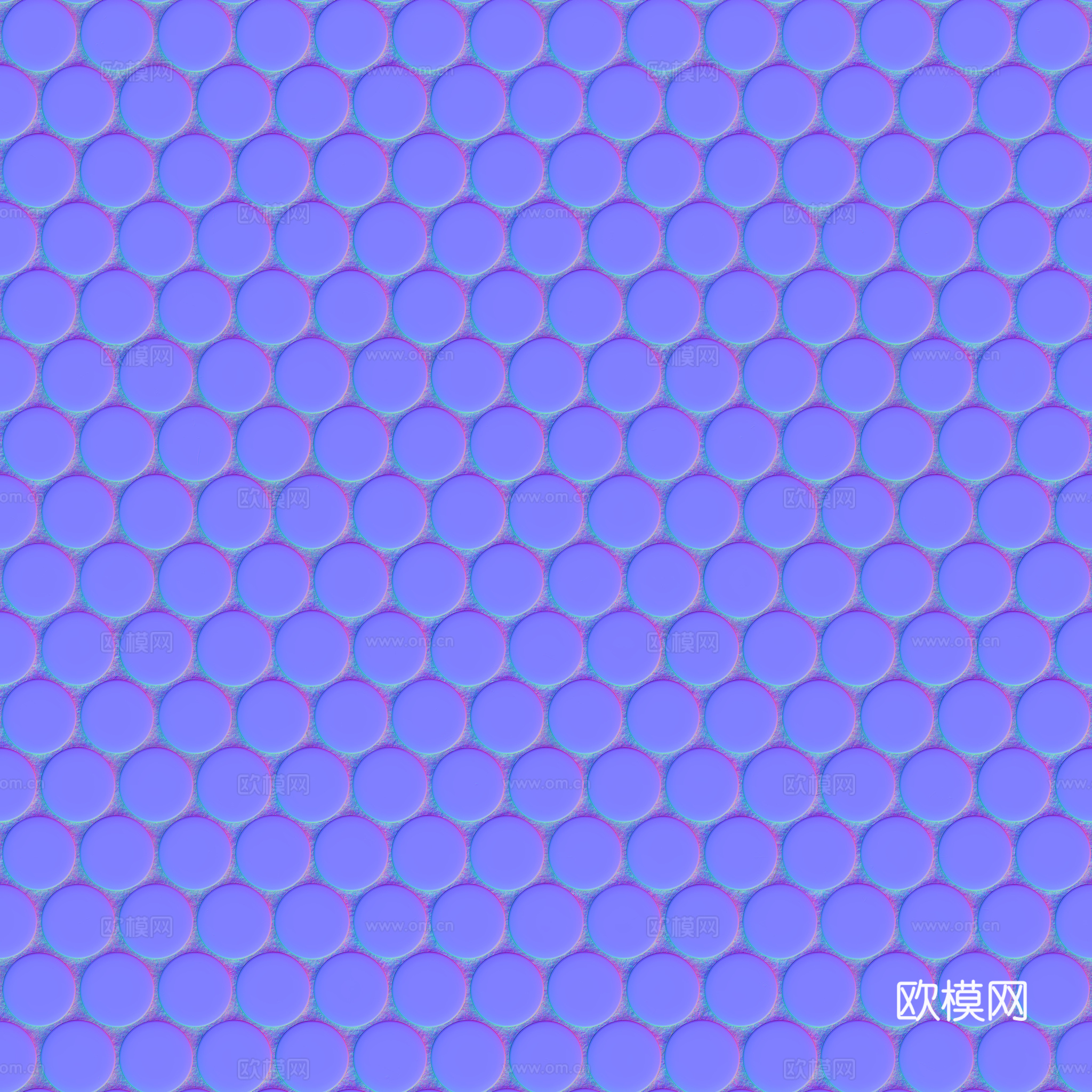 无缝黑白拼色圆形马赛克瓷砖墙砖 PBR材质贴图 2k