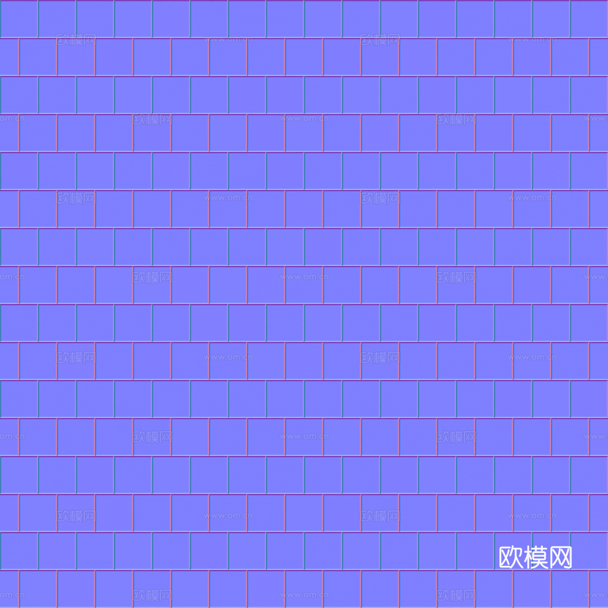 无缝绿色马赛克瓷砖墙砖 PBR材质贴图 2k