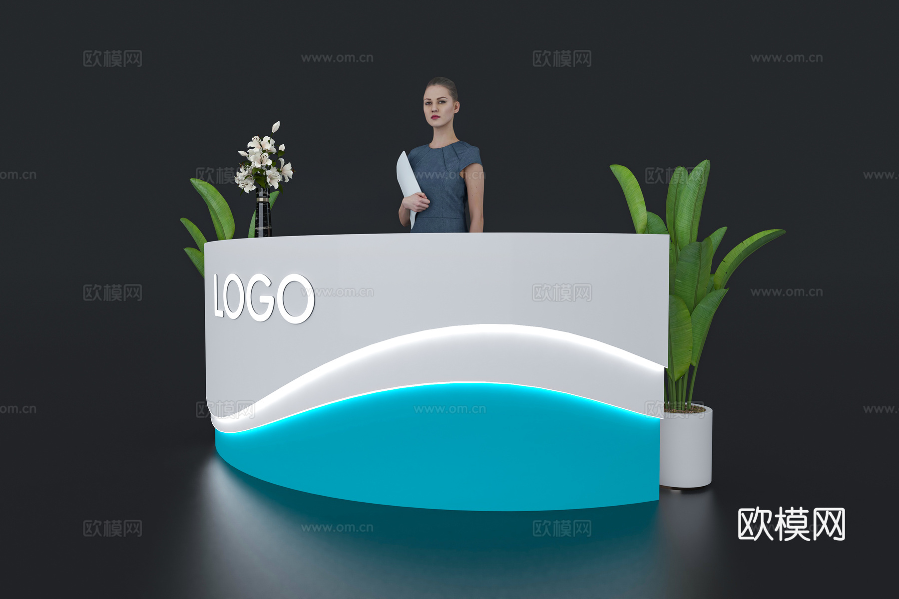 现代接待台 展览展会展台接待台 前台 吧台 柜台 桌台3d模型