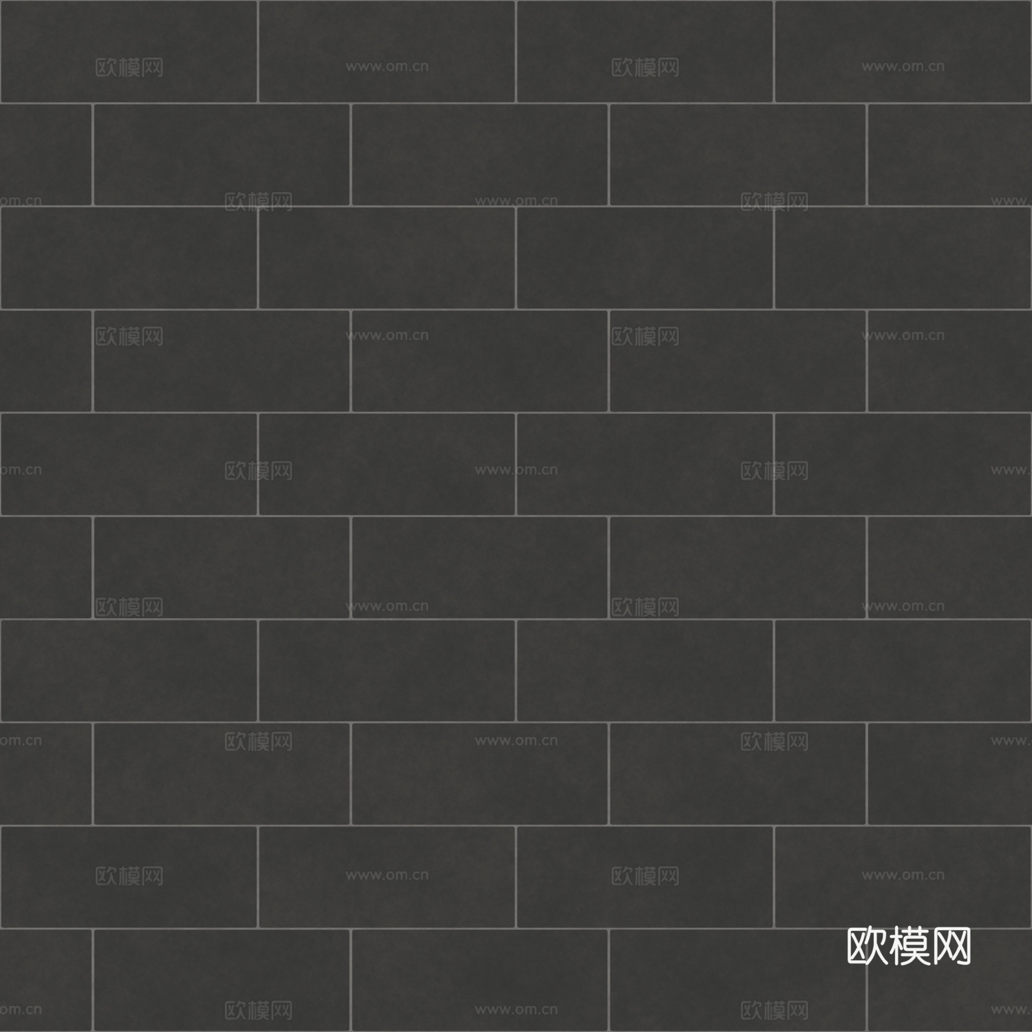无缝黑色瓷砖墙砖仿古砖 PBR材质贴图 2k