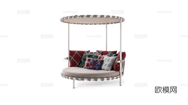 Cassina 原木风圆沙发3d模型下载（渲染图2）