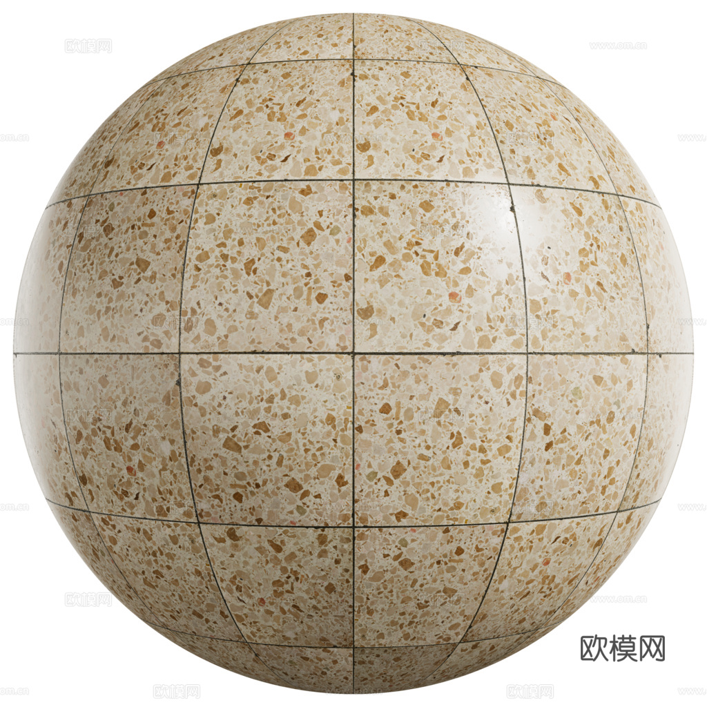 无缝黄色水磨石瓷砖地砖 PBR材质贴图 1k