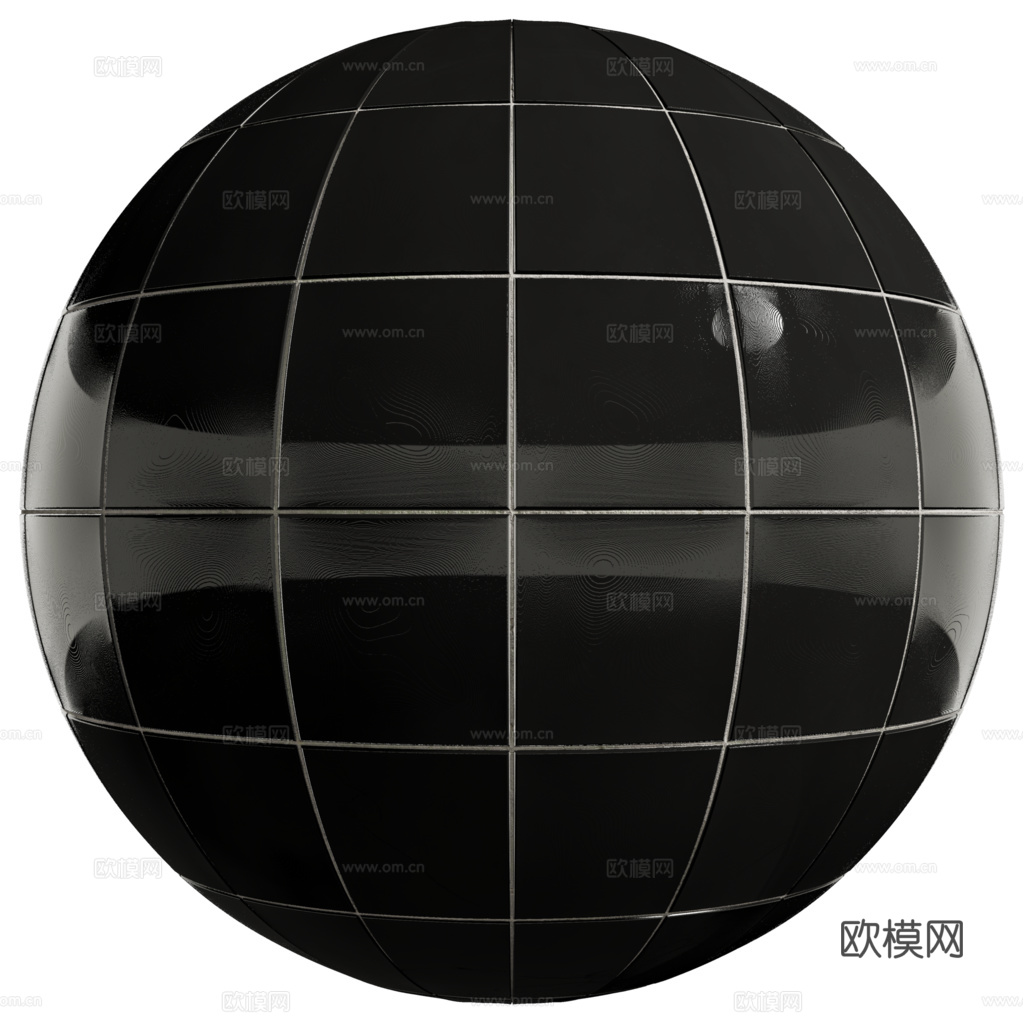 无缝纯黑方砖马赛克瓷砖墙砖 PBR材质贴图 2k