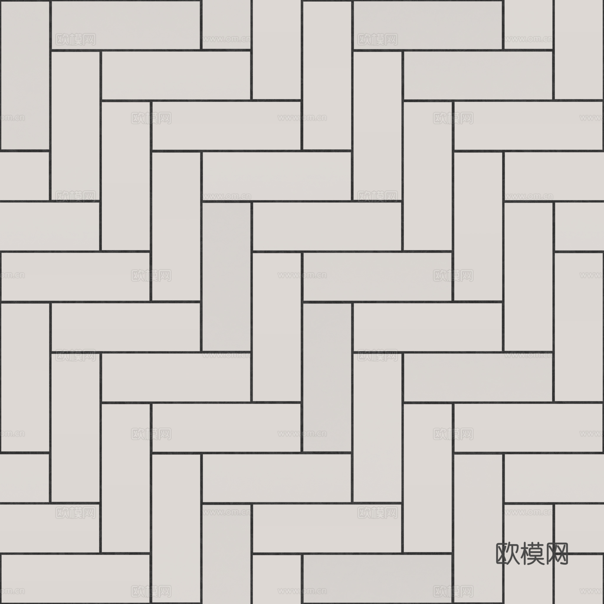 无缝米白色直角拼人字拼瓷砖地砖 PBR材质贴图 2k
