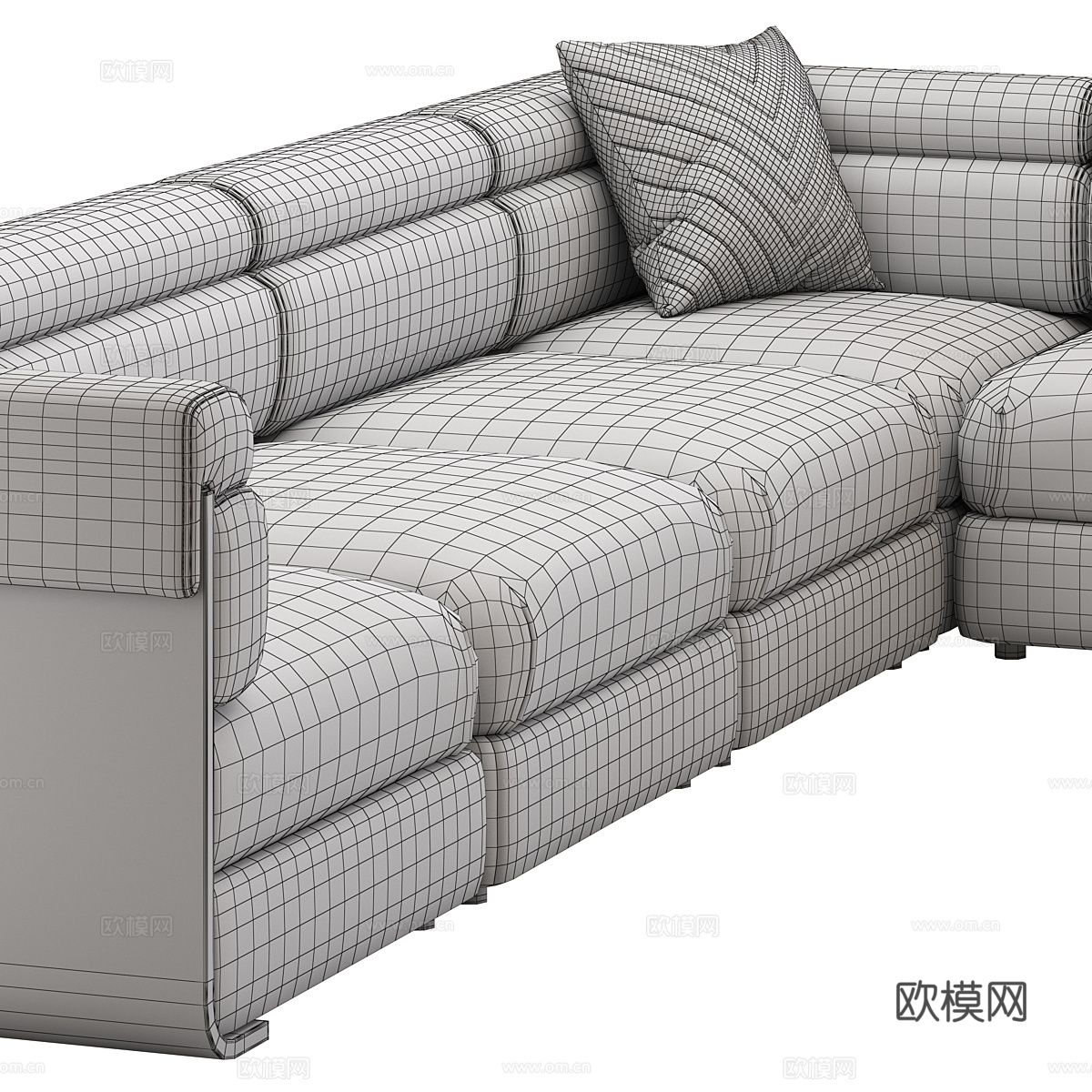 现代意式布艺木质组合转角沙发3d模型下载（渲染图4）