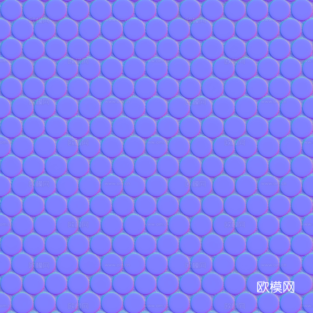 无缝拼色圆形马赛克瓷砖墙砖 PBR材质贴图 1k
