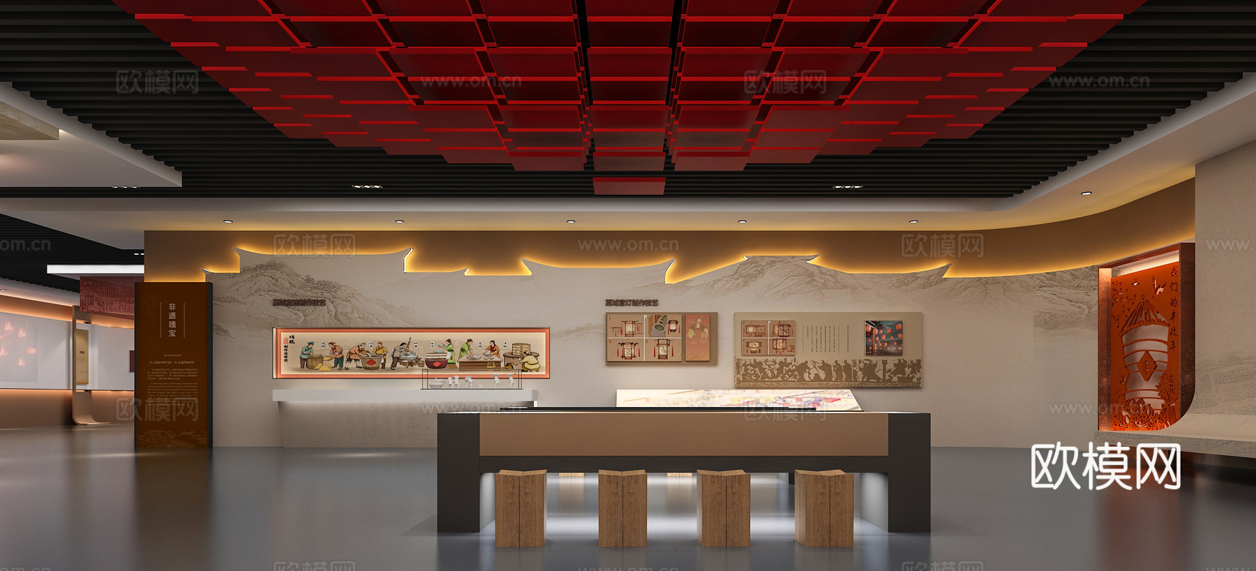 历史文化展厅展馆3d模型下载