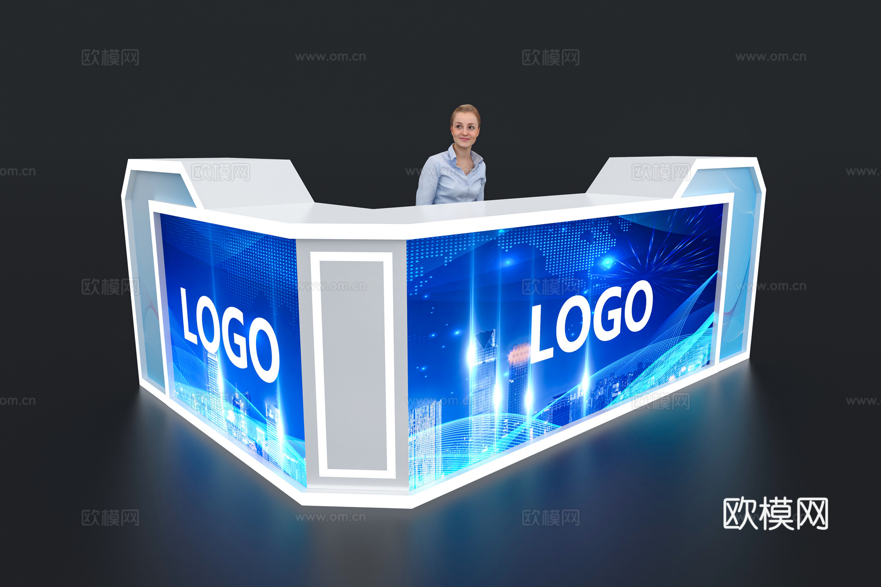 现代接待台 展览展会展台接待台 前台 吧台 柜台 桌台3d模型