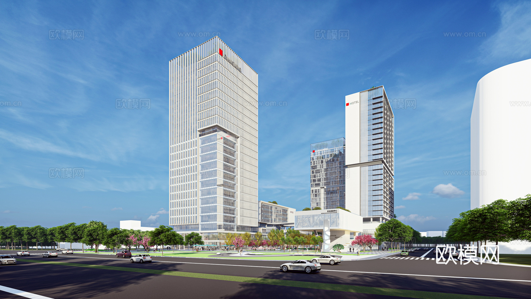 现代风格商业办公建筑景观su模型