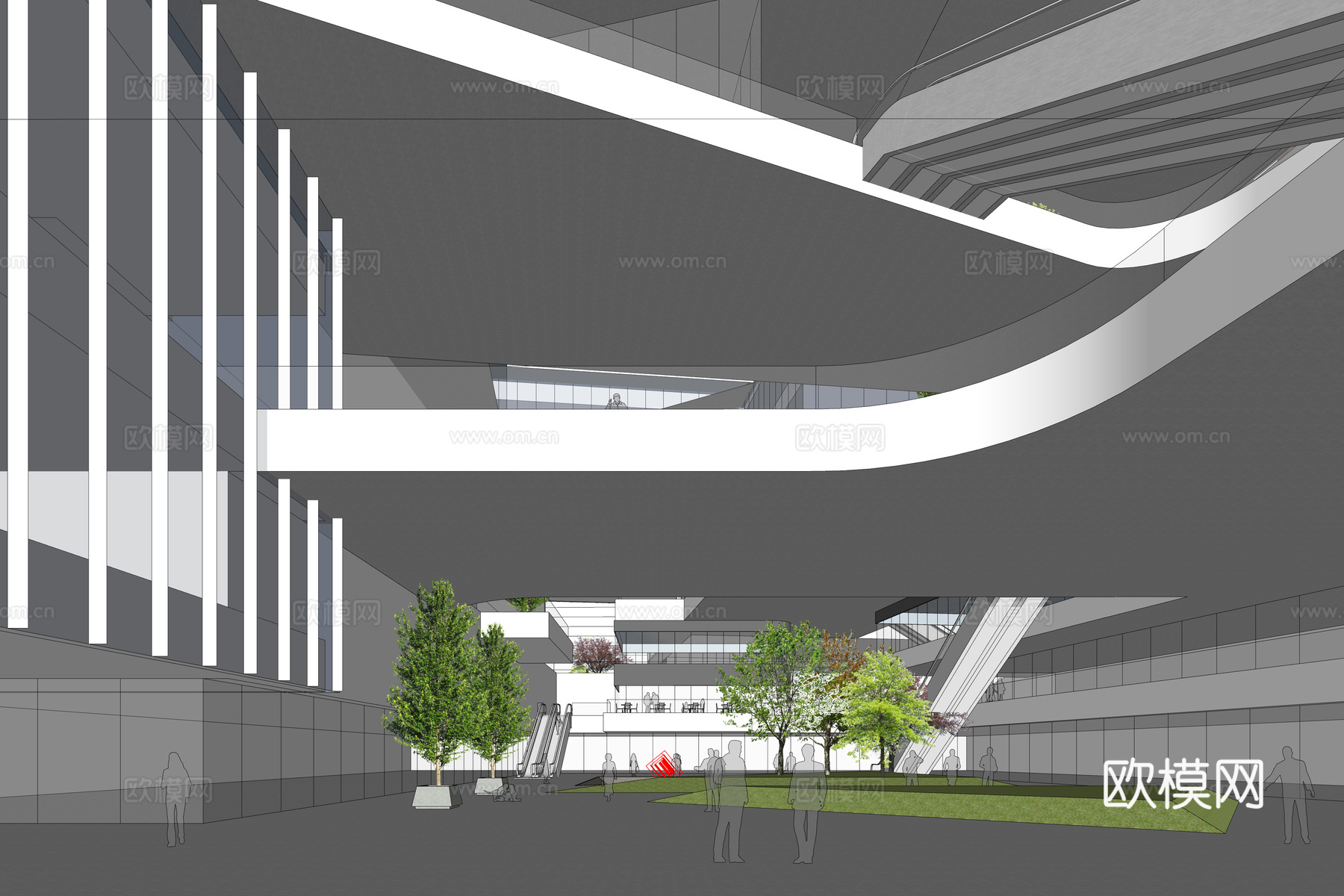 现代高层办公楼综合体 高层建筑su模型
