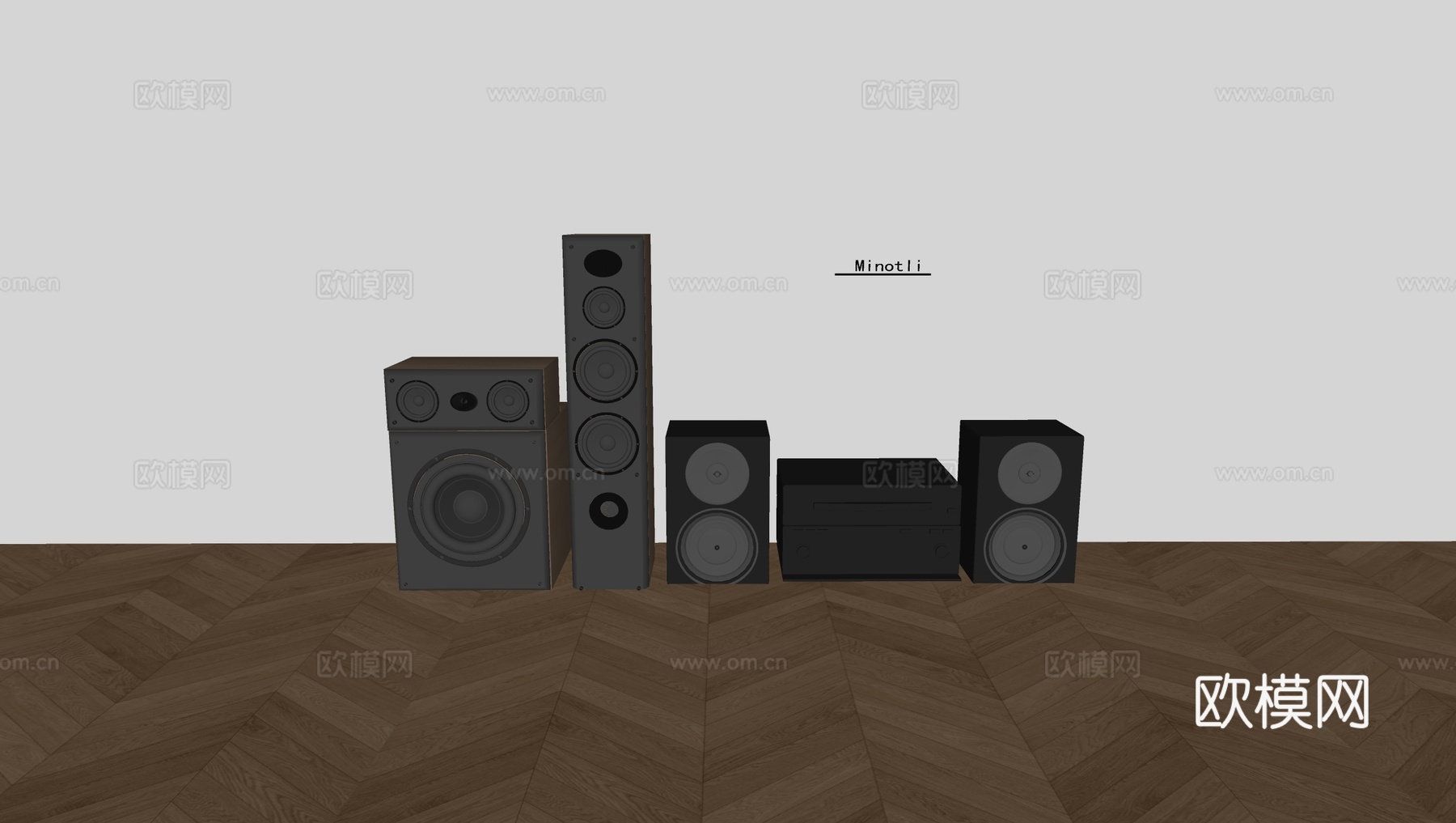 落地音响低音炮 音响影音设备su模型