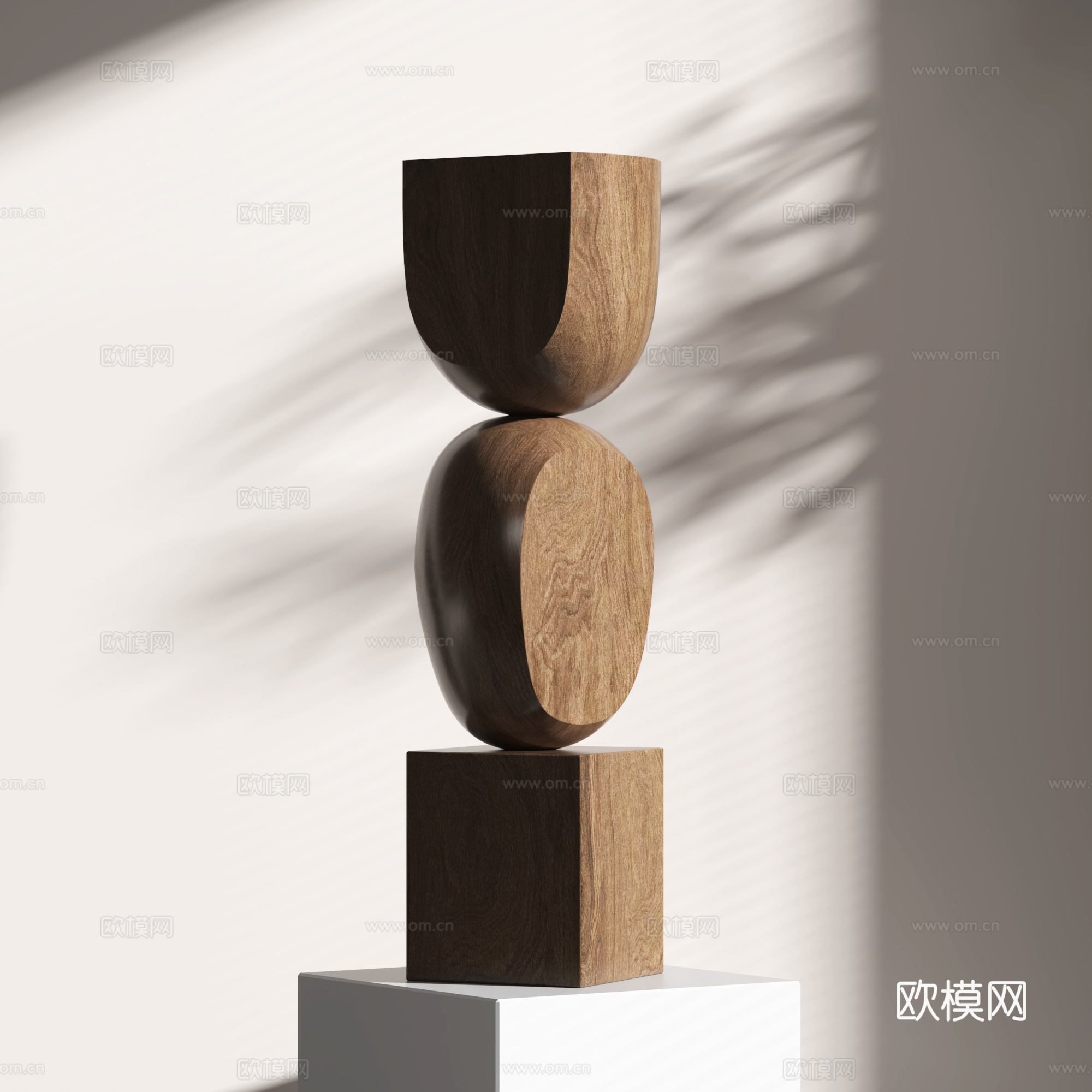 现代抽象木雕雕塑su模型